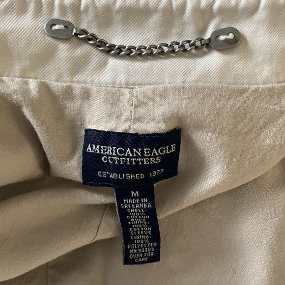AEO M Trench Coat Khaki Cotton - Picture 2 of 5